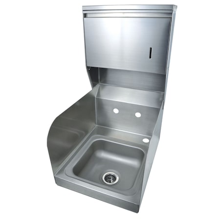 Bk Resources Space Saver Hand Sink W/Side Splashes, Towel Disp, 2 Holes 9"x9"x5" BKHS-W-SS-SS-TD